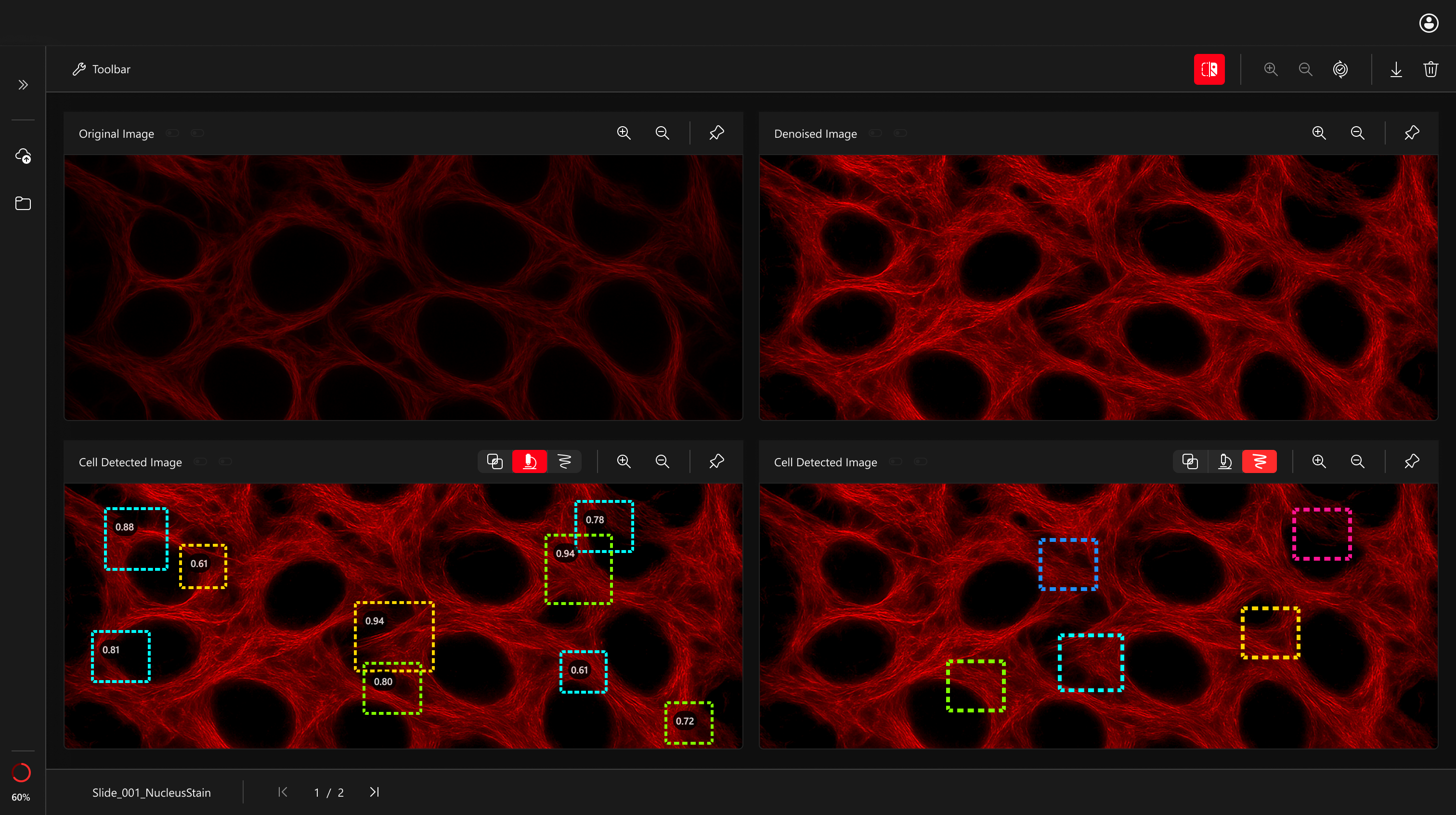 AI detection with bounding boxes and confidence labels